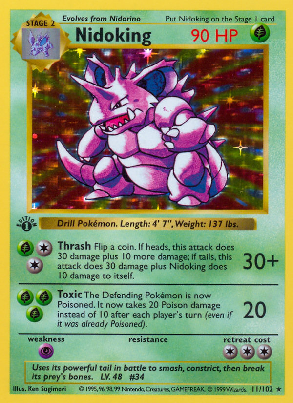 Nidoking (11/102) (Shadowless) [Base Set 1st Edition] Pokémon