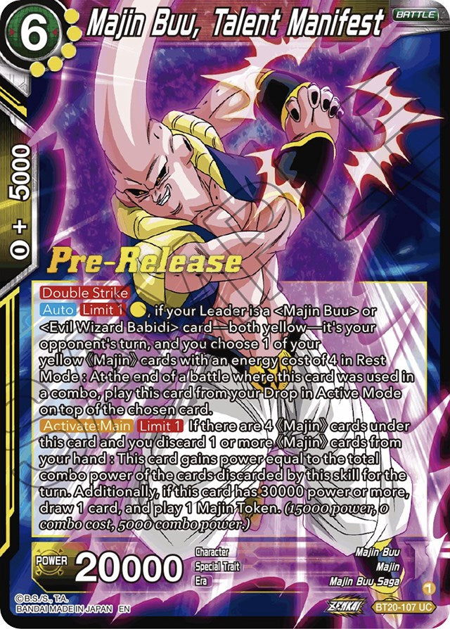 Majin Buu, Talent Manifest (BT20-107) [Power Absorbed Prerelease Promos] Dragon Ball Super