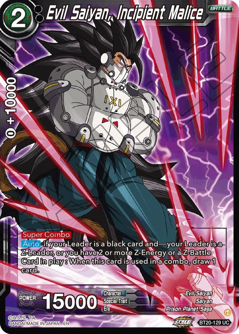 Evil Saiyan, Incipient Malice (BT20-129) [Power Absorbed] Dragon Ball Super