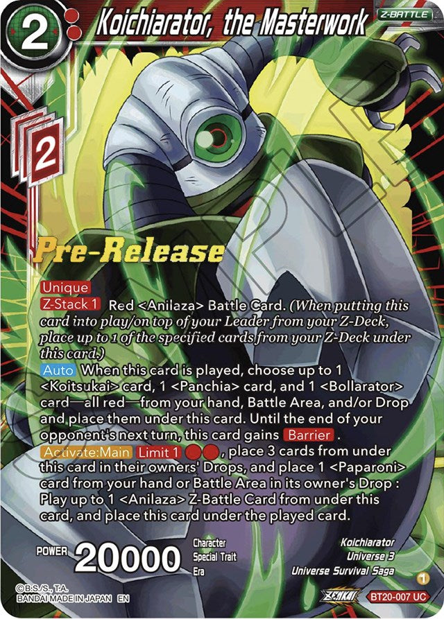 Koichiarator, the Masterwork (BT20-007) [Power Absorbed Prerelease Promos] Dragon Ball Super