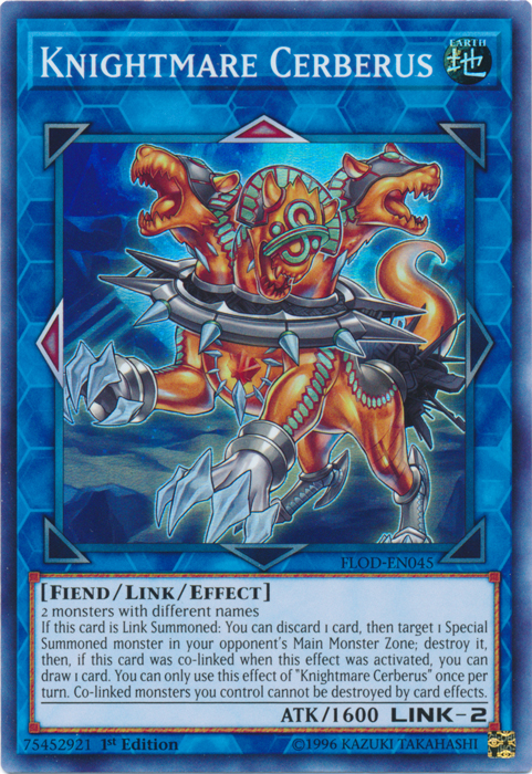 Knightmare Cerberus [FLOD-EN045] Super Rare Yu-Gi-Oh!