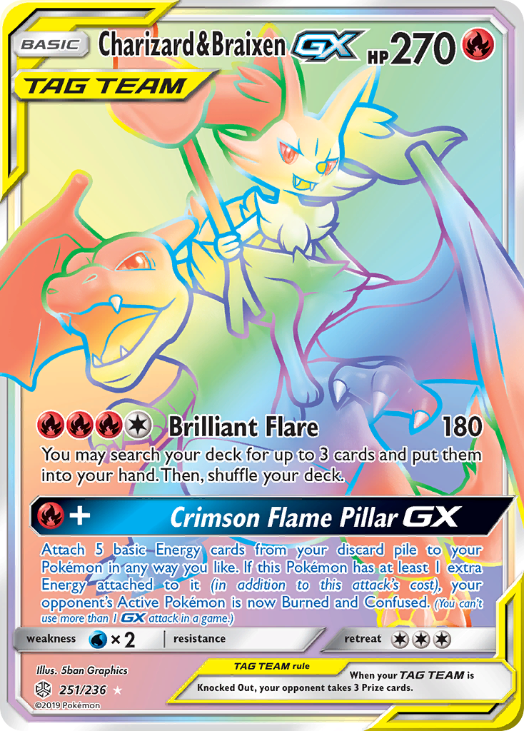 Charizard & Braixen GX (251/236) [Sun & Moon: Cosmic Eclipse] Pokémon