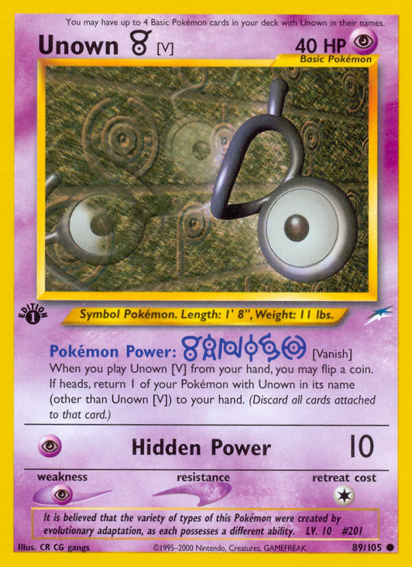 Unown [V] (89/105) [Neo Destiny 1st Edition] Pokémon