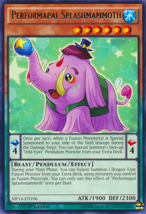 Performapal Splashmammoth [MP16-EN106] Rare Yu-Gi-Oh!