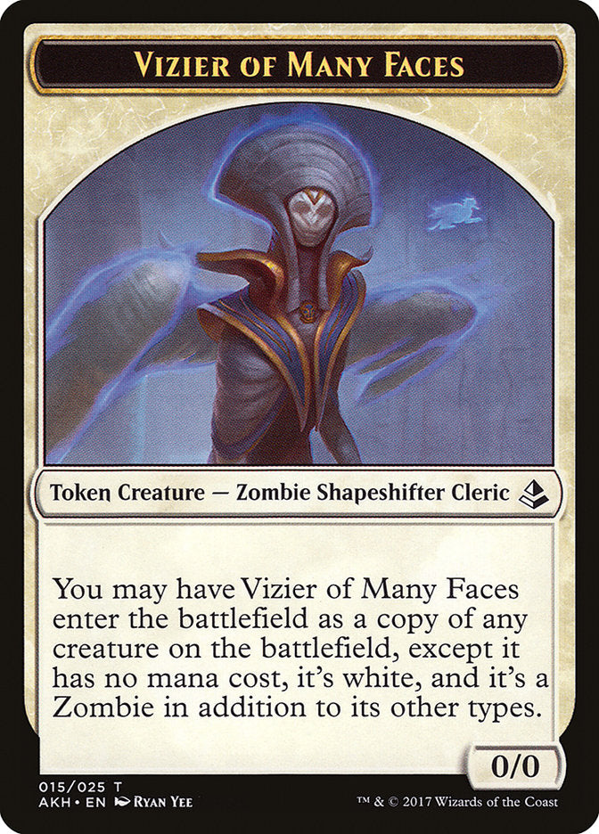 Vizier of Many Faces // Zombie Double-Sided Token [Amonkhet Tokens] Magic: The Gathering