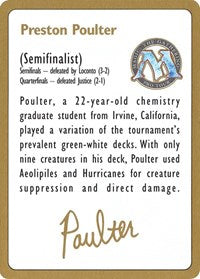 1996 Preston Poulter Biography Card [World Championship Decks] Magic: The Gathering