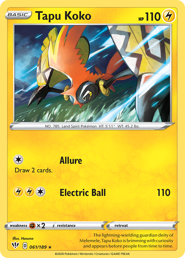 Tapu Koko (061/189) [Sword & Shield: Darkness Ablaze] Pokémon