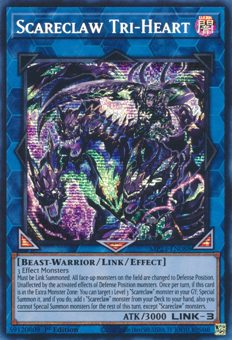 Scareclaw Tri-Heart [MP23-EN088] Prismatic Secret Rare Yu-Gi-Oh!