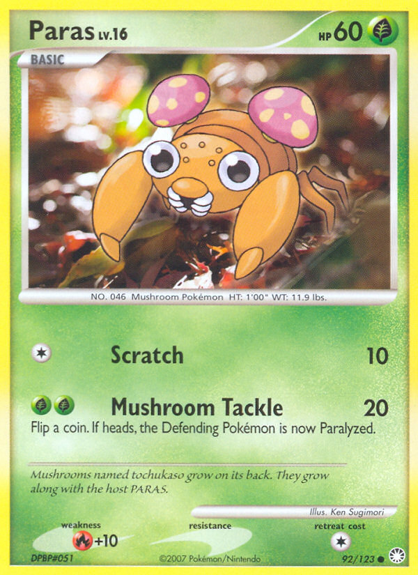 Paras (92/123) [Diamond & Pearl: Mysterious Treasures] Pokémon