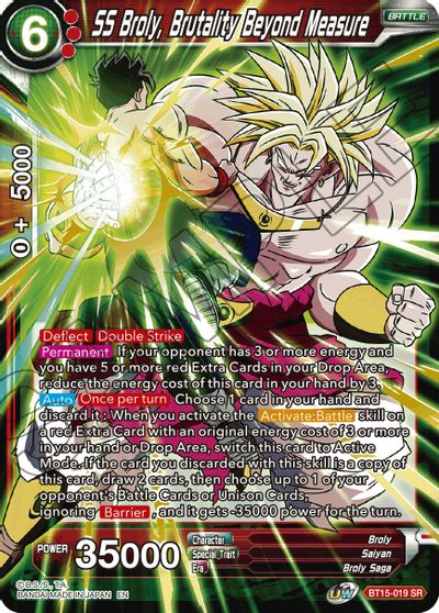 SS Broly, Brutality Beyond Measure (BT15-019) [Saiyan Showdown] Dragon Ball Super