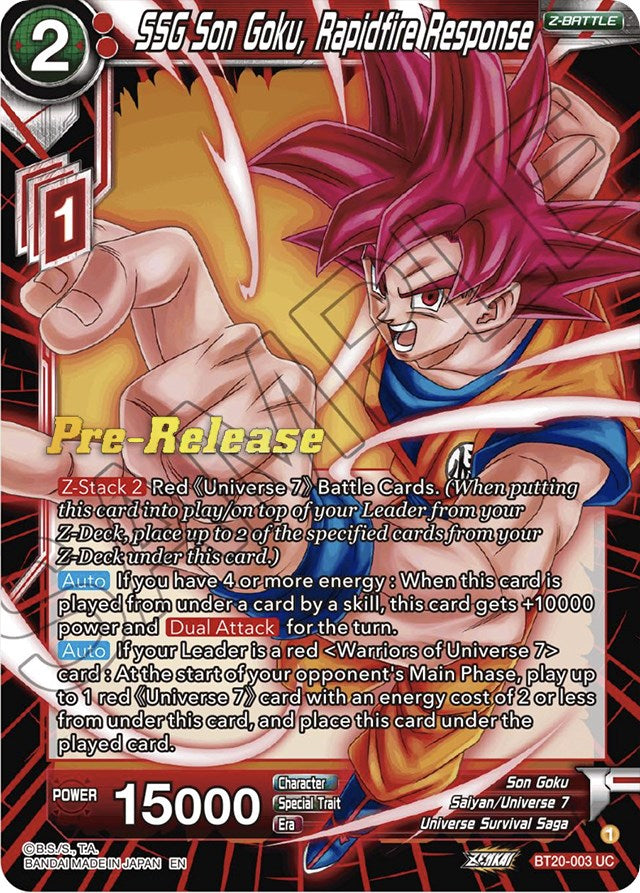 SSG Son Goku, Rapidfire Response (BT20-003) [Power Absorbed Prerelease Promos] Dragon Ball Super