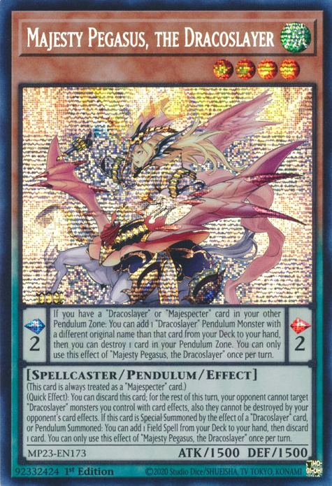 Majesty Pegasus, the Dracoslayer [MP23-EN173] Prismatic Secret Rare Yu-Gi-Oh!