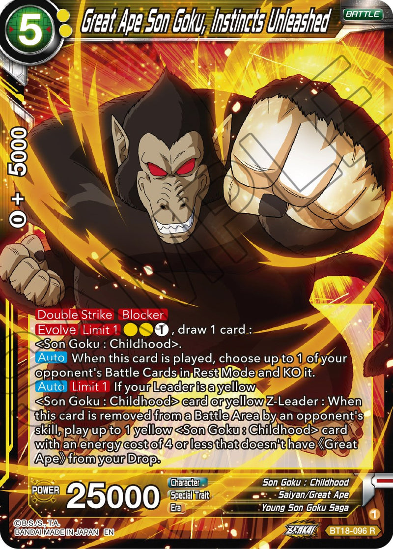 Great Ape Son Goku, Instincts Unleashed (BT18-096) [Dawn of the Z-Legends] Dragon Ball Super