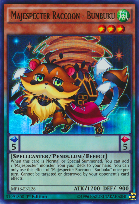 Majespecter Raccoon - Bunbuku [MP16-EN126] Ultra Rare Yu-Gi-Oh!