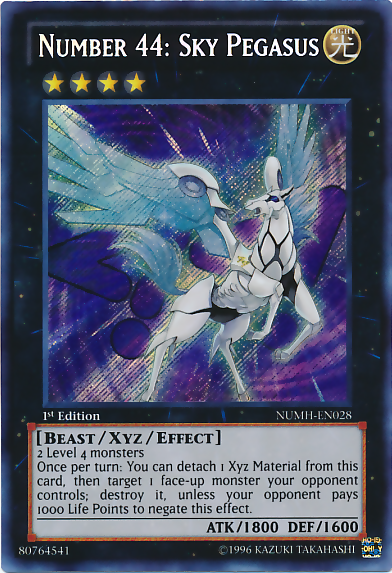 Number 44: Sky Pegasus [NUMH-EN028] Secret Rare Yu-Gi-Oh!
