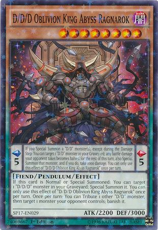 D/D/D Oblivion King Abyss Ragnarok [SP17-EN029] Starfoil Rare Yu-Gi-Oh!