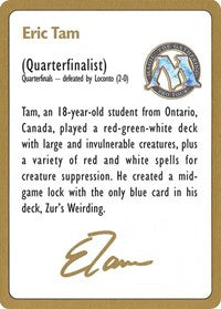 1996 Eric Tam Biography Card [World Championship Decks] Magic: The Gathering