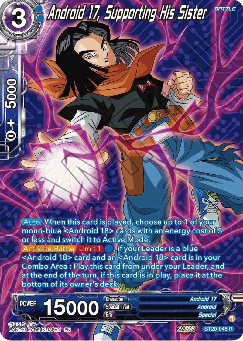 Android 17, Supporting His Sister (Silver Foil) (BT20-045) [Power Absorbed] Dragon Ball Super
