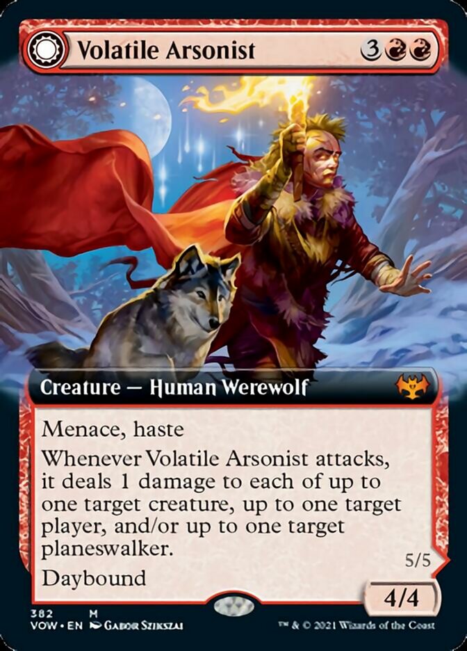 Volatile Arsonist // Dire-Strain Anarchist (Extended Art) [Innistrad: Crimson Vow] Magic: The Gathering