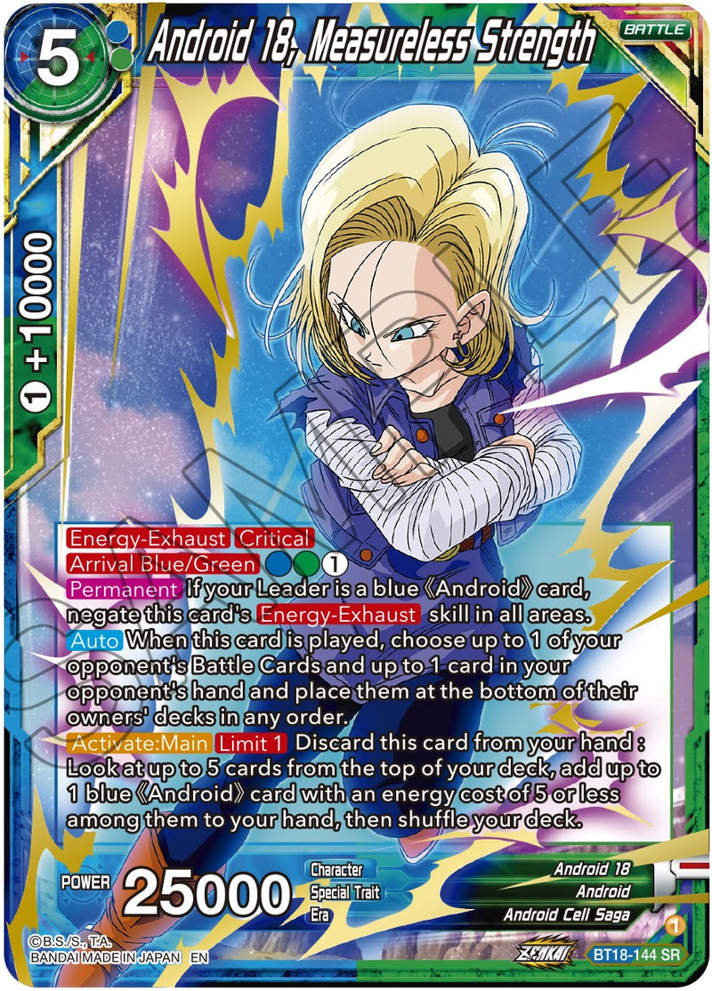 Android 18, Measureless Strength (BT18-144) [Dawn of the Z-Legends] Dragon Ball Super