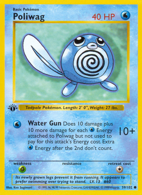 Poliwag (59/102) (Shadowless) [Base Set 1st Edition] Pokémon