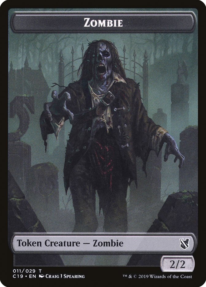 Zombie (010) // Zombie (011) Double-Sided Token [Commander 2019 Tokens] Magic: The Gathering