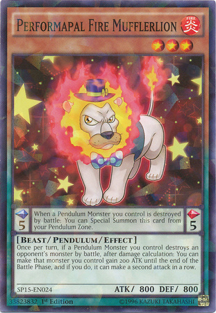 Performapal Fire Mufflerlion [SP15-EN024] Shatterfoil Rare Yu-Gi-Oh!