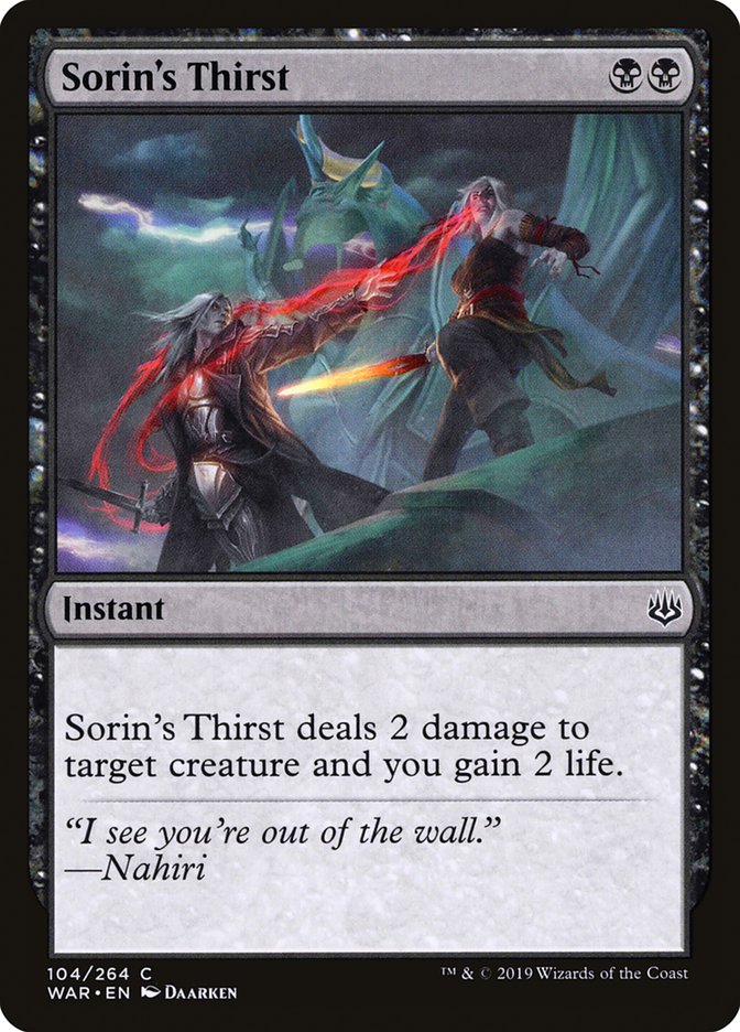 Sorin's Thirst [War of the Spark] Magic: The Gathering
