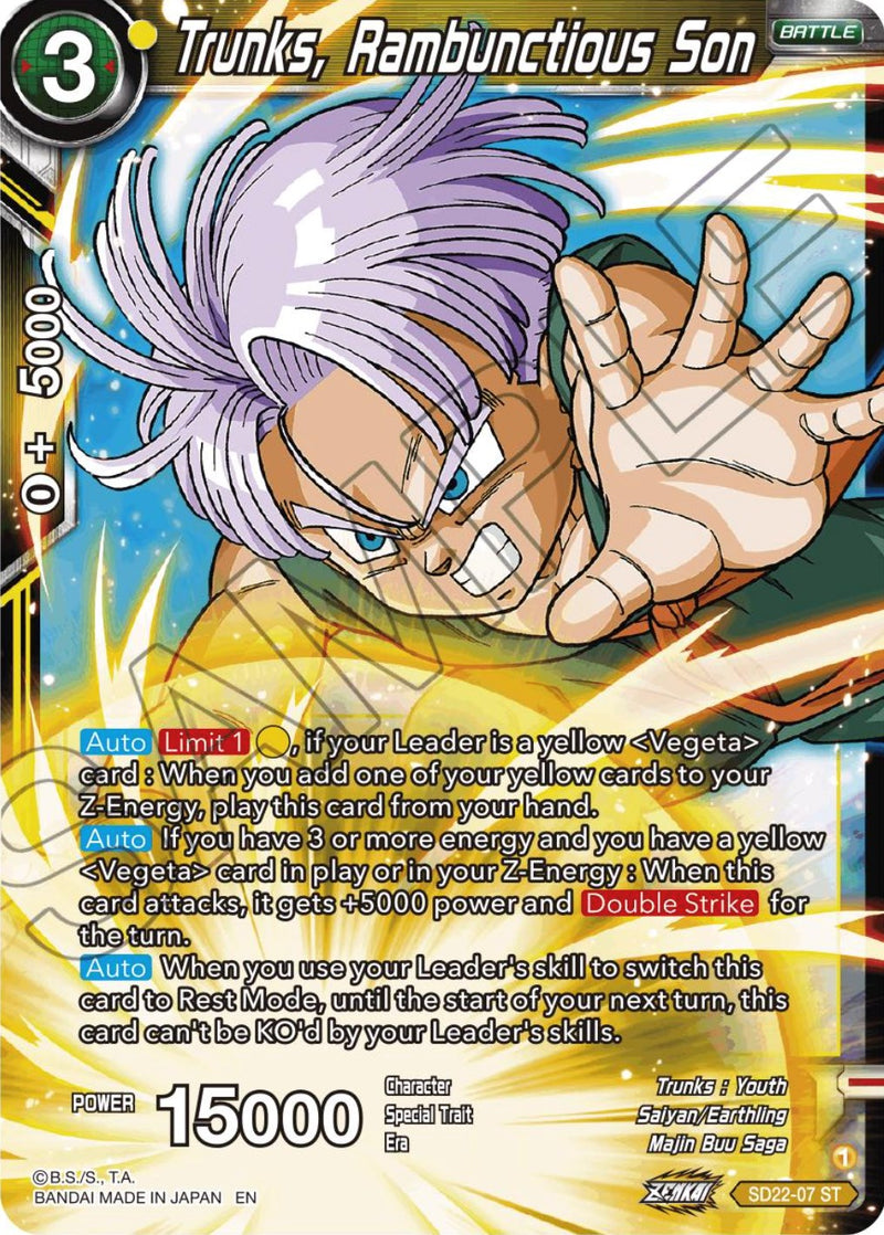 Trunks, Rambunctious Son (Starter Deck Exclusive) (SD22-07) [Power Absorbed] Dragon Ball Super