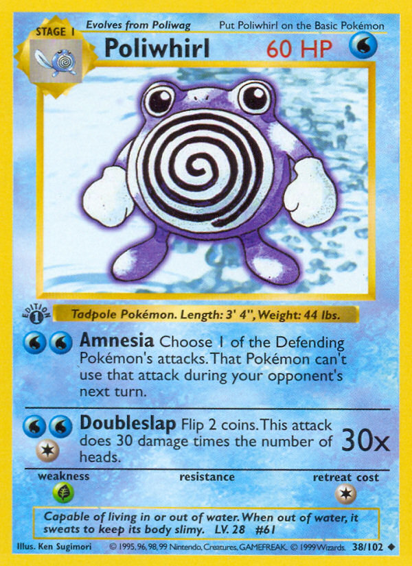 Poliwhirl (38/102) (Shadowless) [Base Set 1st Edition] Pokémon