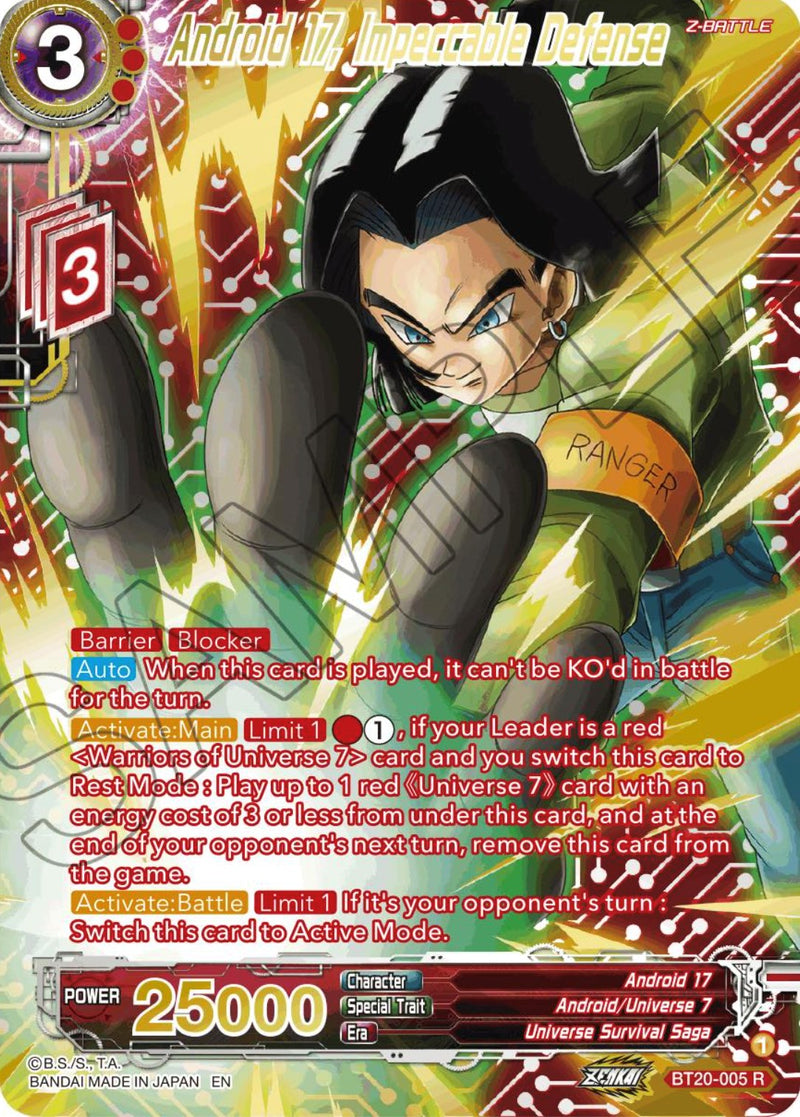 Android 17, Impeccable Defense (Gold-Stamped) (BT20-005) [Power Absorbed] Dragon Ball Super