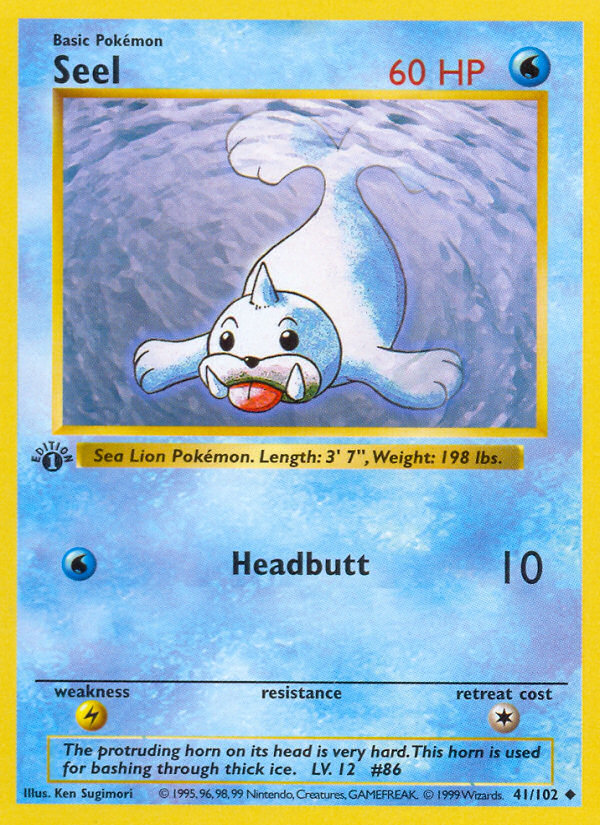 Seel (41/102) (Shadowless) [Base Set 1st Edition] Pokémon