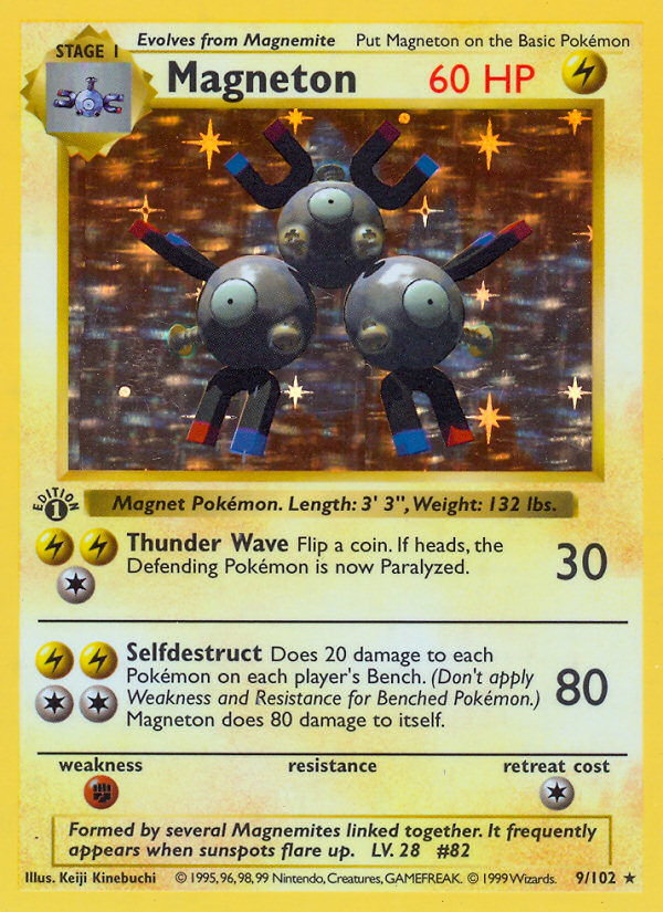 Magneton (9/102) (Shadowless) [Base Set 1st Edition] Pokémon