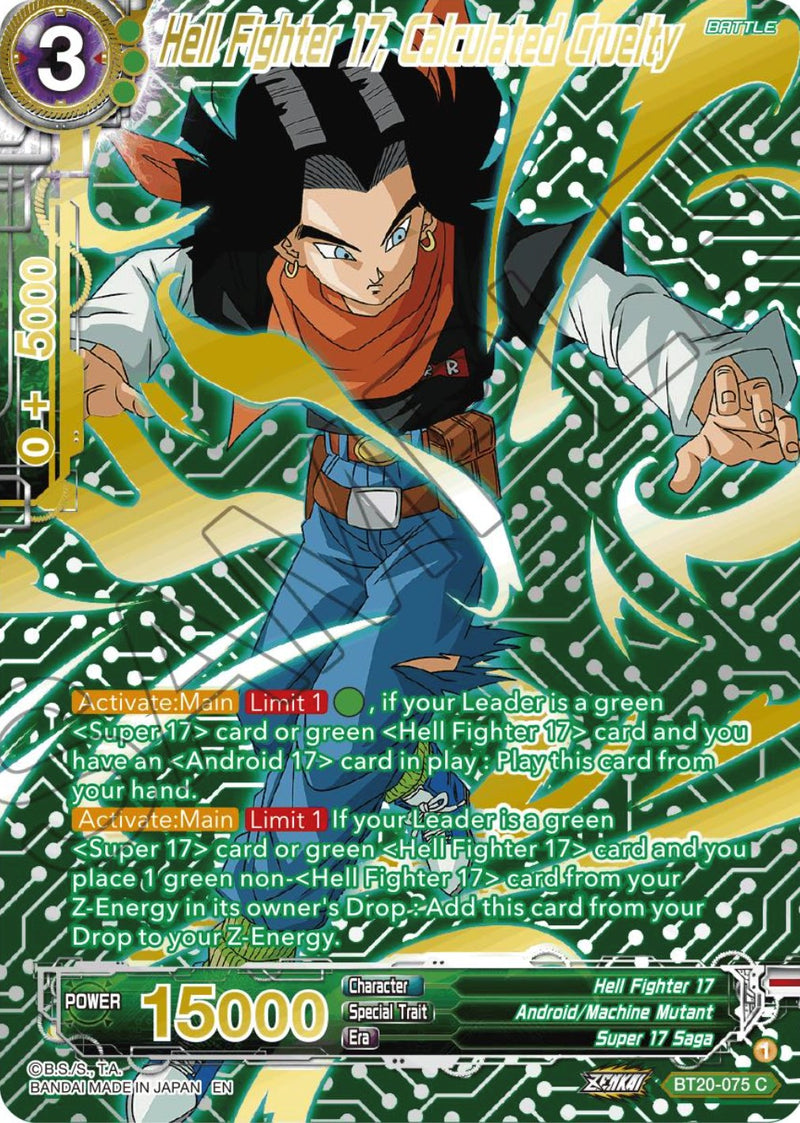 Hell Fighter 17, Calculated Cruelty (Gold-Stamped) (BT20-075) [Power Absorbed] Dragon Ball Super