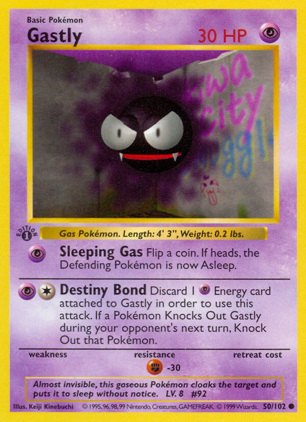 Gastly (50/102) (Shadowless) [Base Set 1st Edition] Pokémon