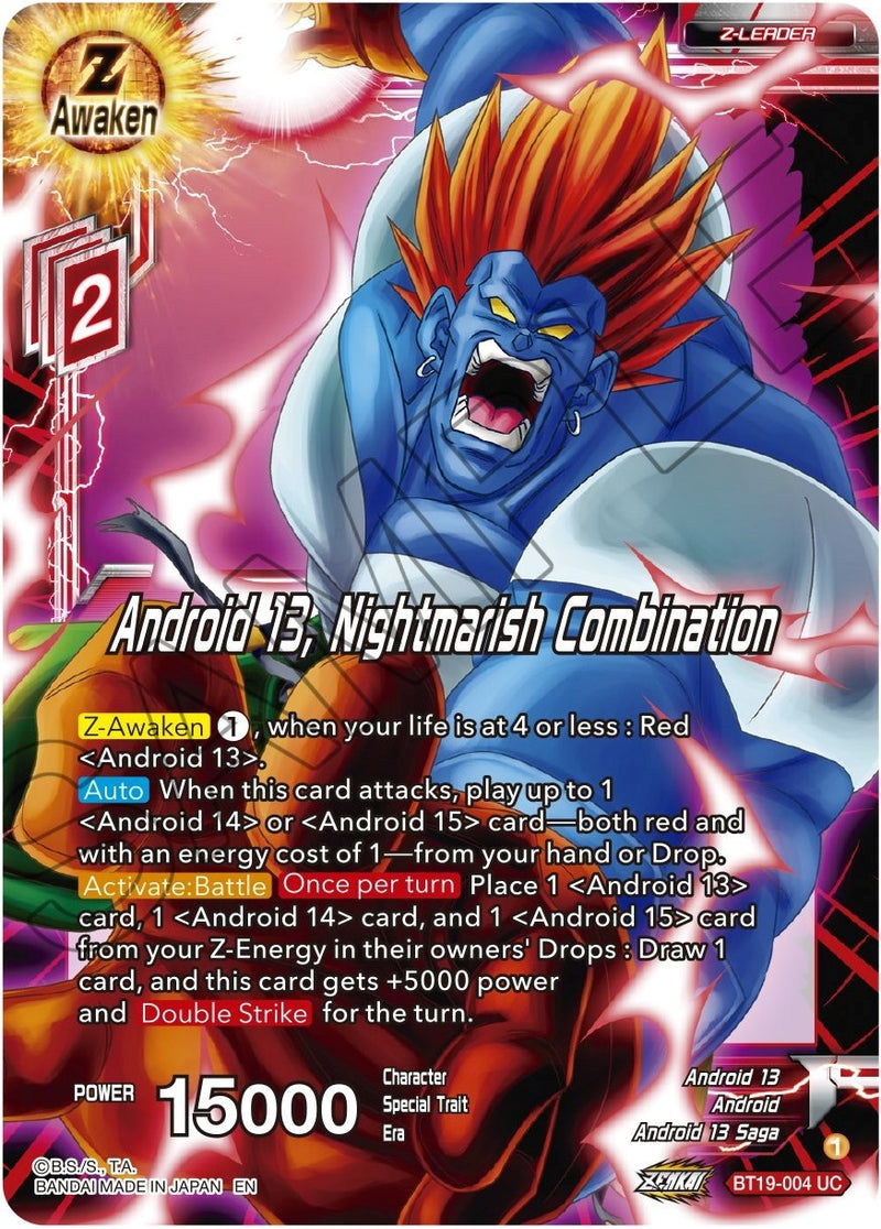 Android 13, Nightmarish Combination (BT19-004) [Fighter's Ambition] Dragon Ball Super