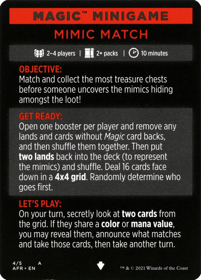 Mimic Match (Magic Minigame) [Dungeons & Dragons: Adventures in the Forgotten Realms Minigame] Magic: The Gathering