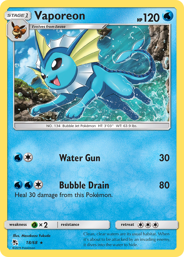 Vaporeon (18/68) [Sun & Moon: Hidden Fates] Pokémon