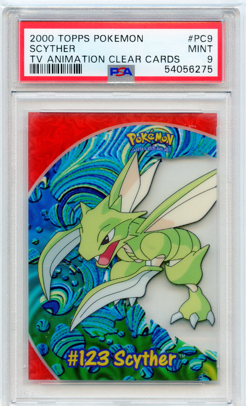 Scyther - 2000 Topps (TV Animation Clear Card) PSA 9 The Pokemon Trainer